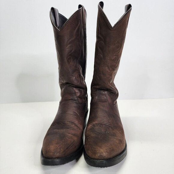 Old West Men\'s TBM3051 Brown Leather‎ Mid-Calf Western Boots - Size 9.5 D main image 16